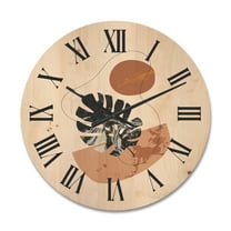 Designart 'Abstract Tropical Monstera Shapes and Leaves' Modern Wood Wall Clock