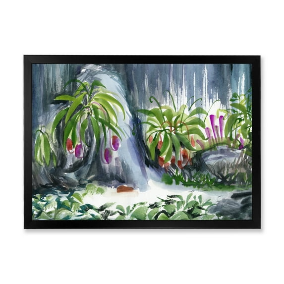 Designart 'Abstract Tropical Plants Oasis' Farmhouse Framed Art Print