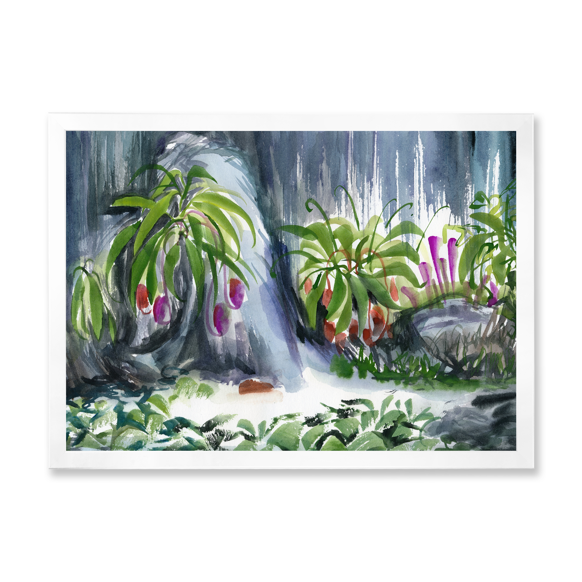 Designart 'Abstract Tropical Plants Oasis' Farmhouse Framed Art Print
