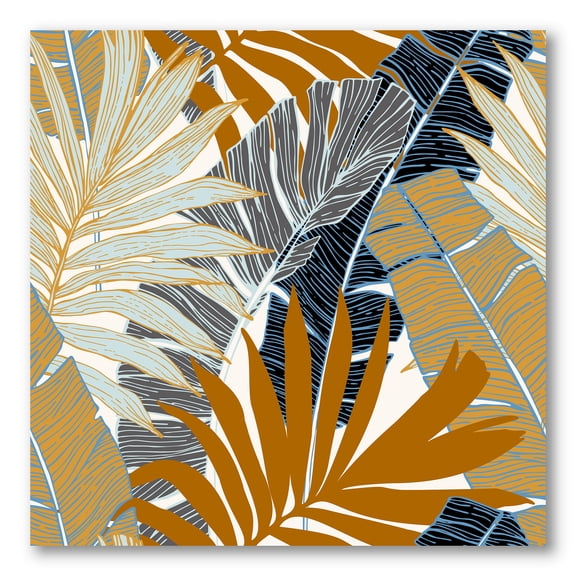 Designart ' Abstract Tropical Summer Banana Leaves and Palm Tree ' Modern Canvas Wall Art Print