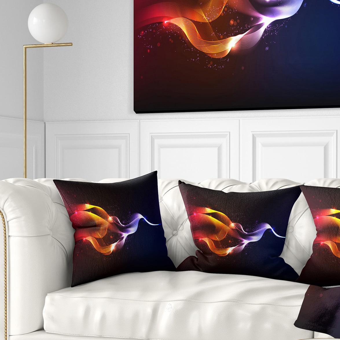 Designart Abstract Vector Waves - Contemporary Throw Pillow - 18x18
