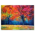 thumbnail image 1 of Designart ' Abstract Vibrant Red Tree In Autumn Landscape ' Traditional Canvas Wall Art Print, 1 of 4