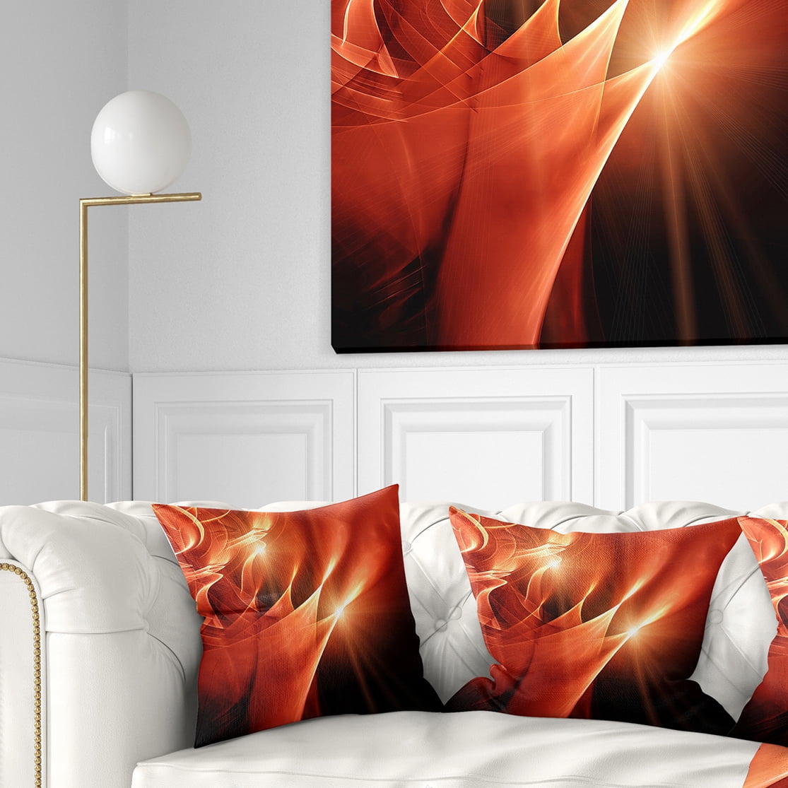 Designart Abstract Warm Brown Fractal Design - Contemporary Abstract Throw Pillow - 16x16