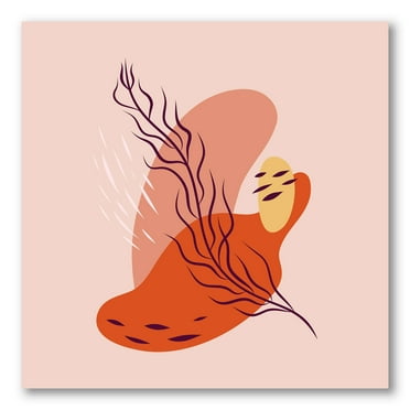 Designart ' Abstract Warm Colors Spring Leaf ' Modern Canvas Wall Art Print