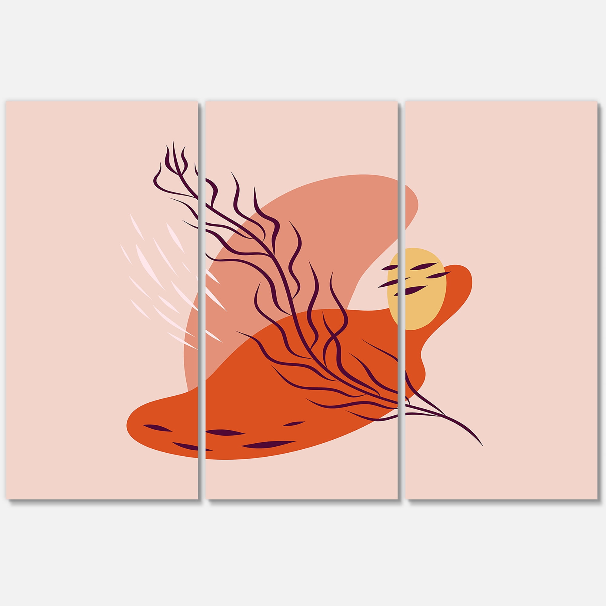 Designart ' Abstract Warm Colors Spring Leaf ' Modern Canvas Wall Art Print