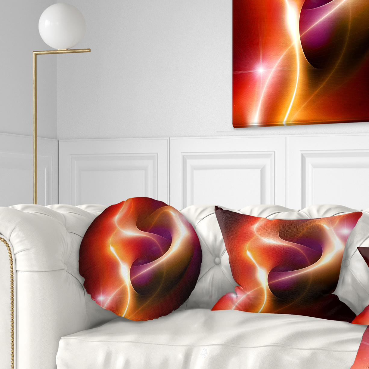 Designart Abstract Warm Red Fractal Design - Abstract Throw Pillow - 12x20