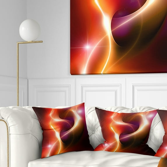 Designart Abstract Warm Red Fractal Design - Abstract Throw Pillow - 16x16