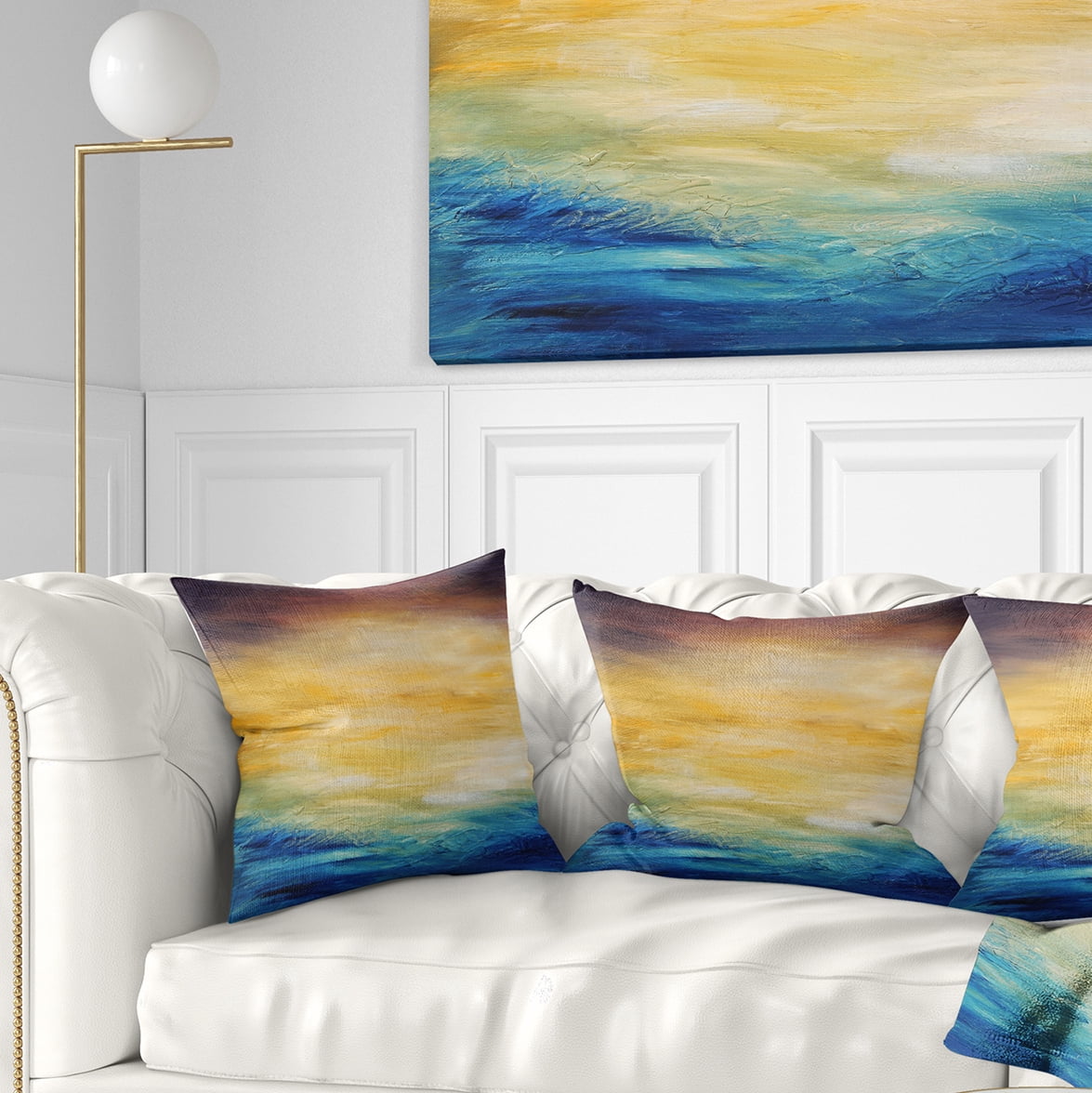 Designart Abstract Water Sunset - Abstract Throw Pillow - 18x18