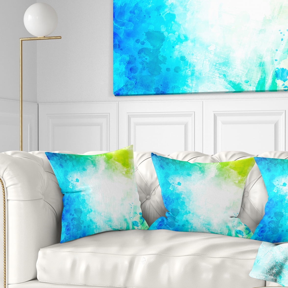 Designart Abstract Watercolor Art - Abstract Throw Pillow - 16x16