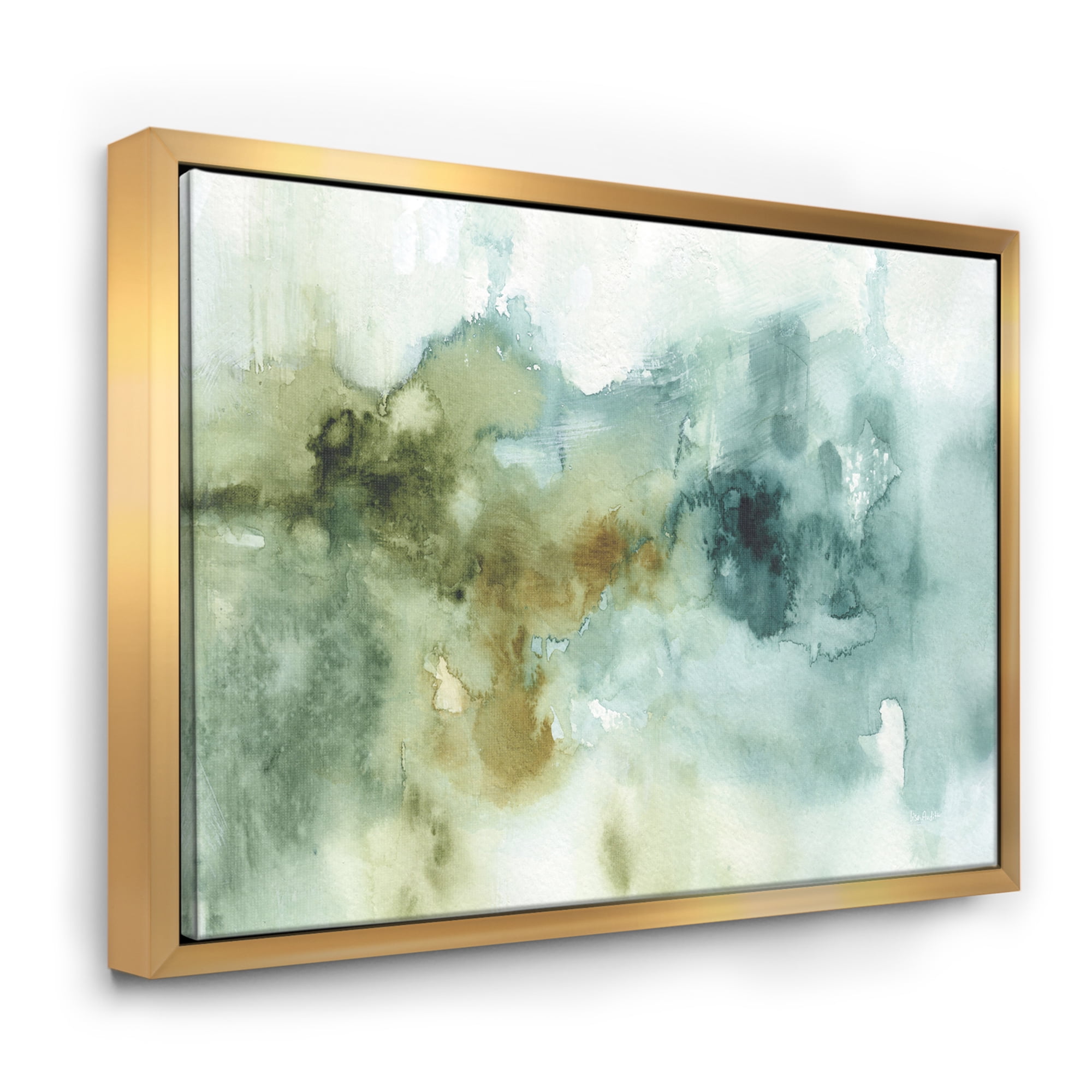 Designart ' Abstract Watercolor Green House ' Modern & Contemporary Framed Canvas