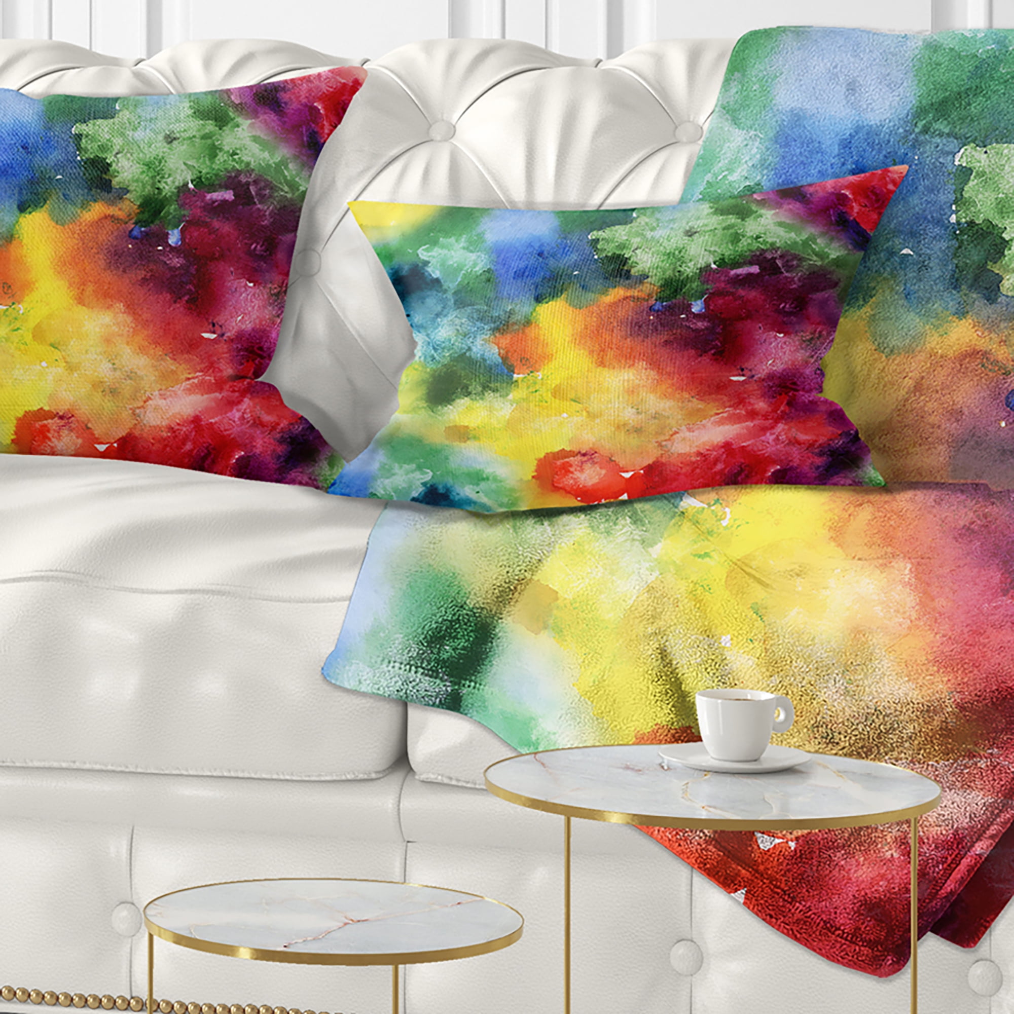 Designart Abstract Watercolor Texture - Abstract Throw Pillow - 12x20