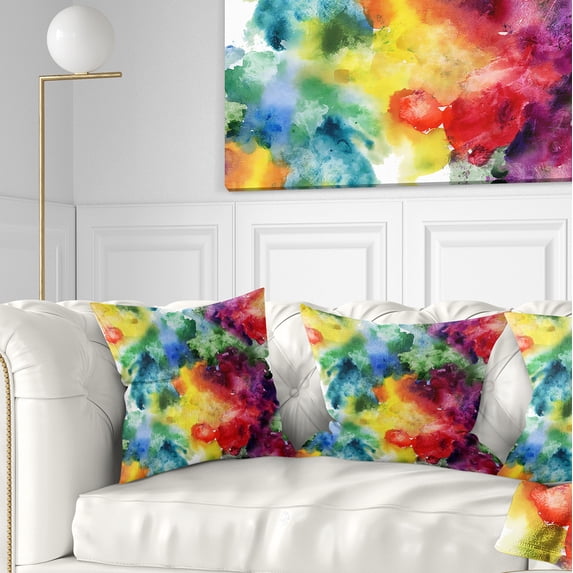 Designart Abstract Watercolor Texture - Abstract Throw Pillow - 16x16