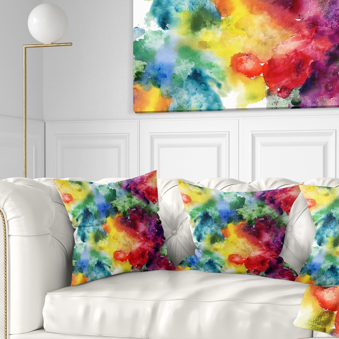Designart Abstract Watercolor Texture - Abstract Throw Pillow - 18x18