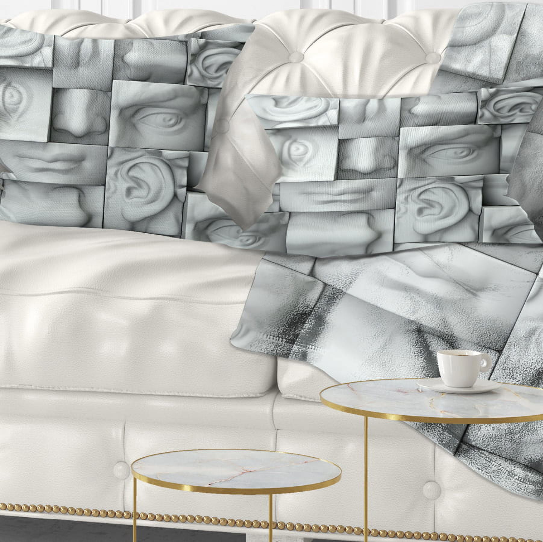 Designart Abstract White Blocks - Abstract Throw Pillow - 12x20