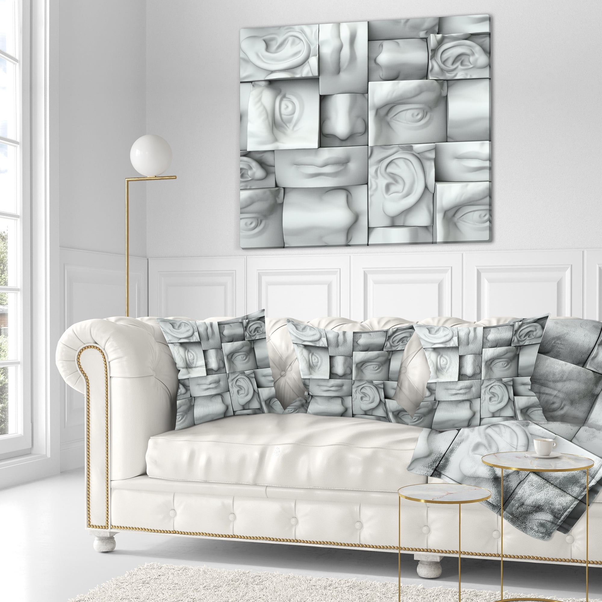 Designart Abstract White Blocks - Abstract Throw Pillow - 18x18