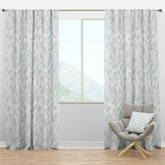 Designart 'Abstract White Geometric Pattern Shapes' Scandinavian Blackout Curtain Panel