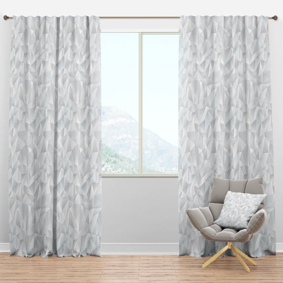 Designart 'Abstract White Geometric Pattern Shapes' Scandinavian Blackout Curtain Panel