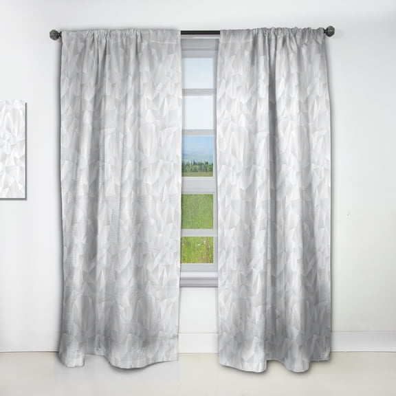 Designart 'Abstract White Geometric Pattern Shapes' Scandinavian Curtain Panel
