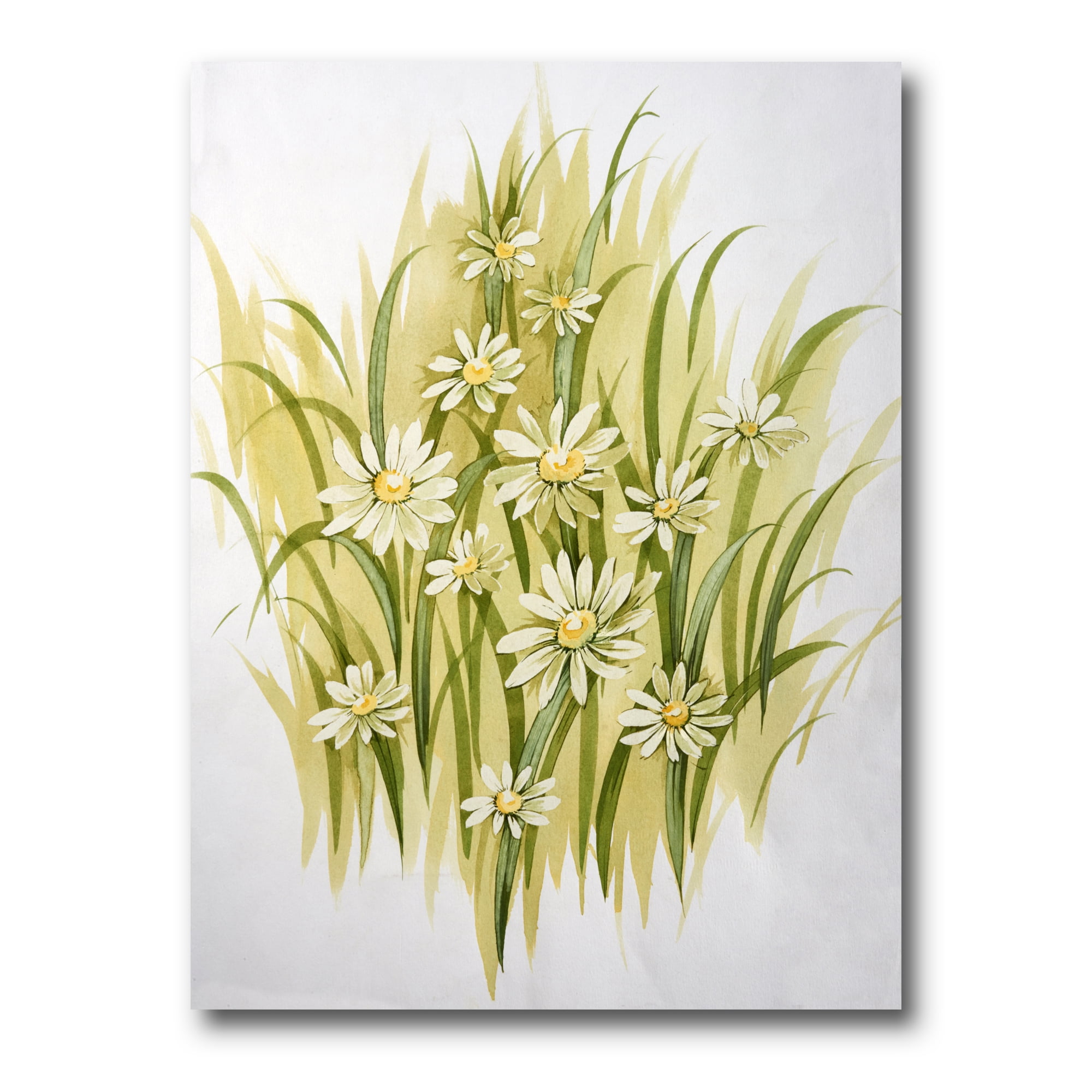 Designart ' Abstract White Meadow Flowers ' Traditional Canvas Wall Art Print