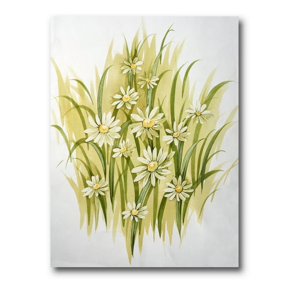 Designart ' Abstract White Meadow Flowers ' Traditional Canvas Wall Art Print