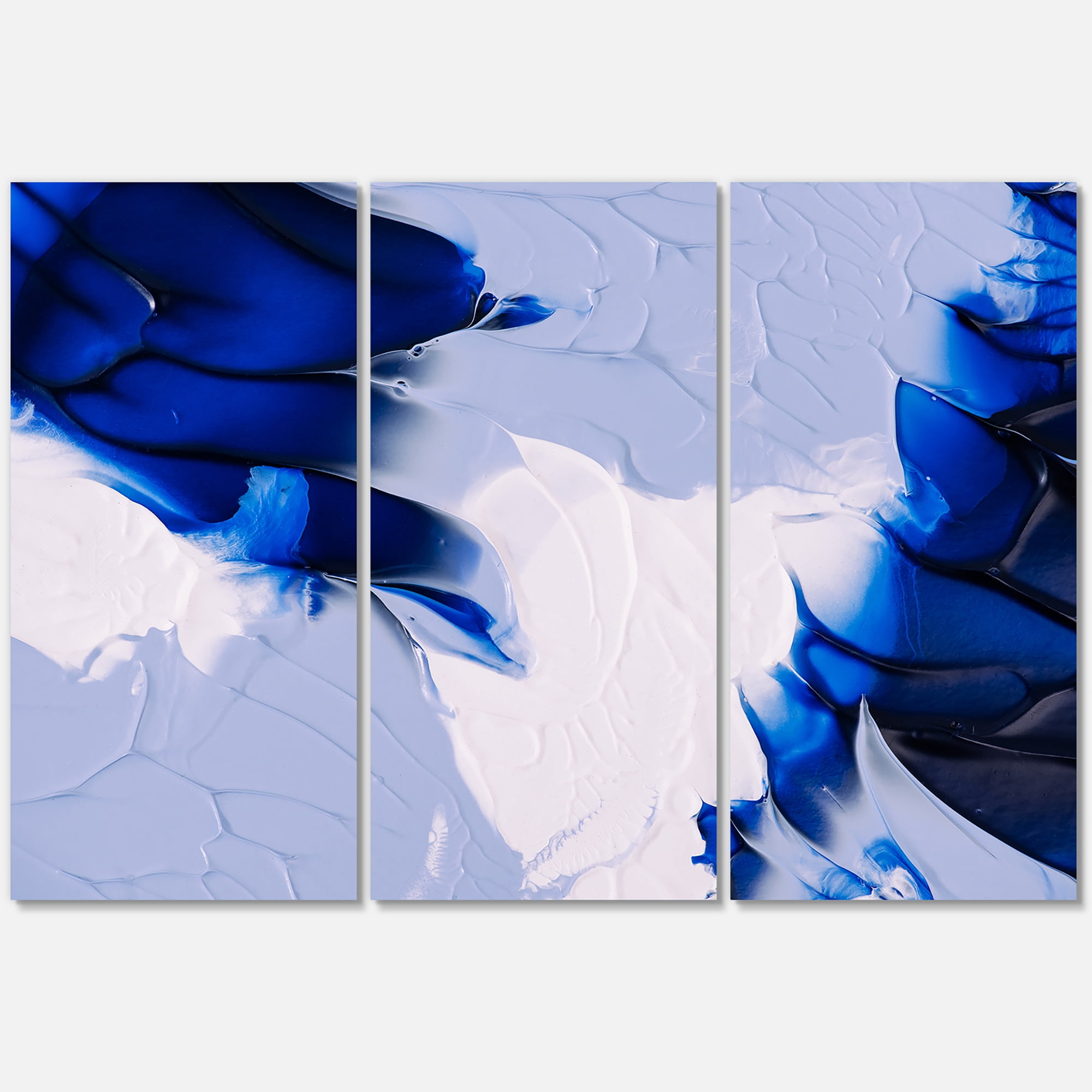 Designart ' Abstract White and Blue Grey Waves ' Modern Canvas Wall Art Print