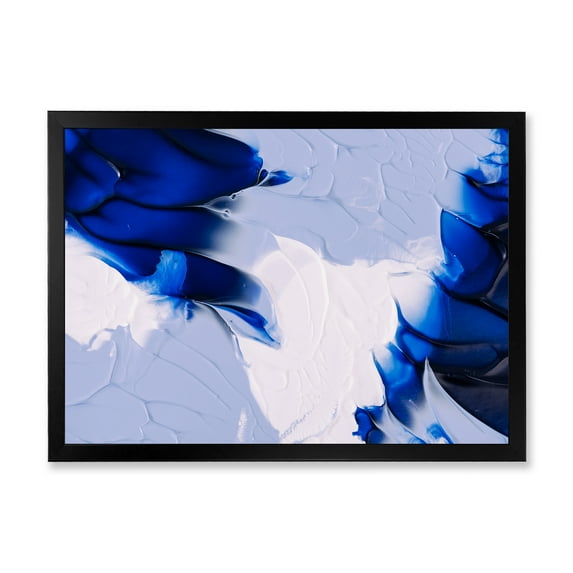 Designart 'Abstract White and Blue Grey Waves' Modern Framed Art Print
