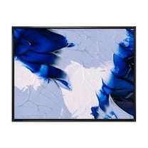 Designart 'Abstract White and Blue Grey Waves' Modern Framed Canvas Wall Art Print