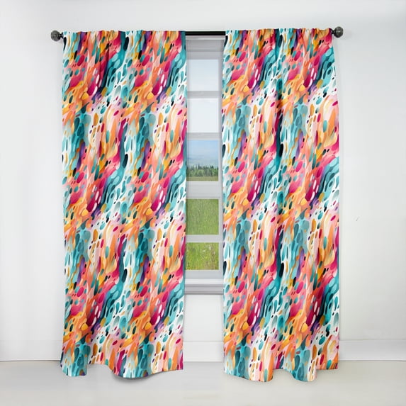 Designart "Abstract Wilderness in Hues I" Abstract Blackout Single Curtain Panel