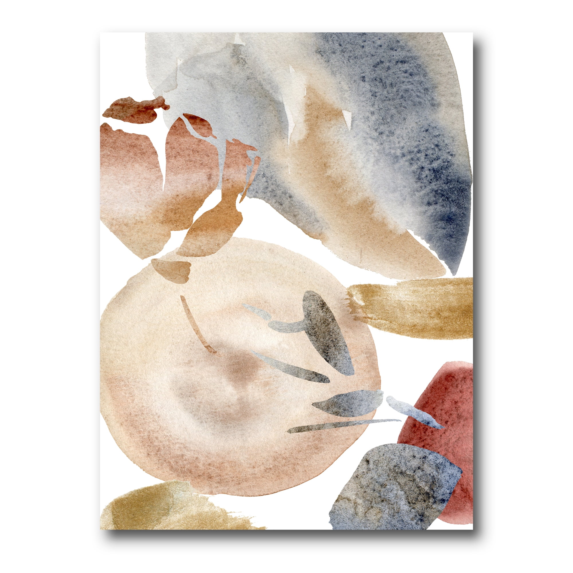 Designart ' Abstract With Red Pink Gold and Beige Spots Pastel ' Modern Canvas Wall Art Print
