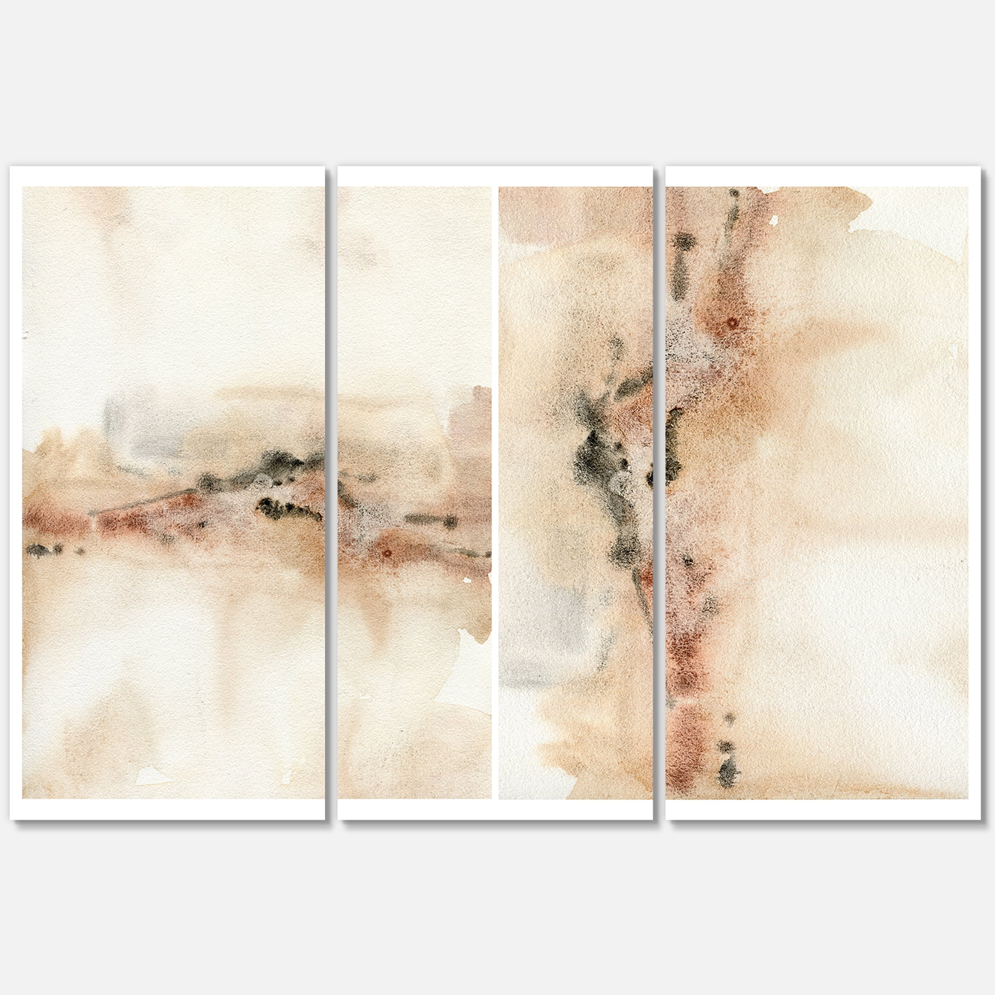 Designart ' Abstract Yelllow Red Beige and Pink Spots Pastel ' Modern Canvas Wall Art Print