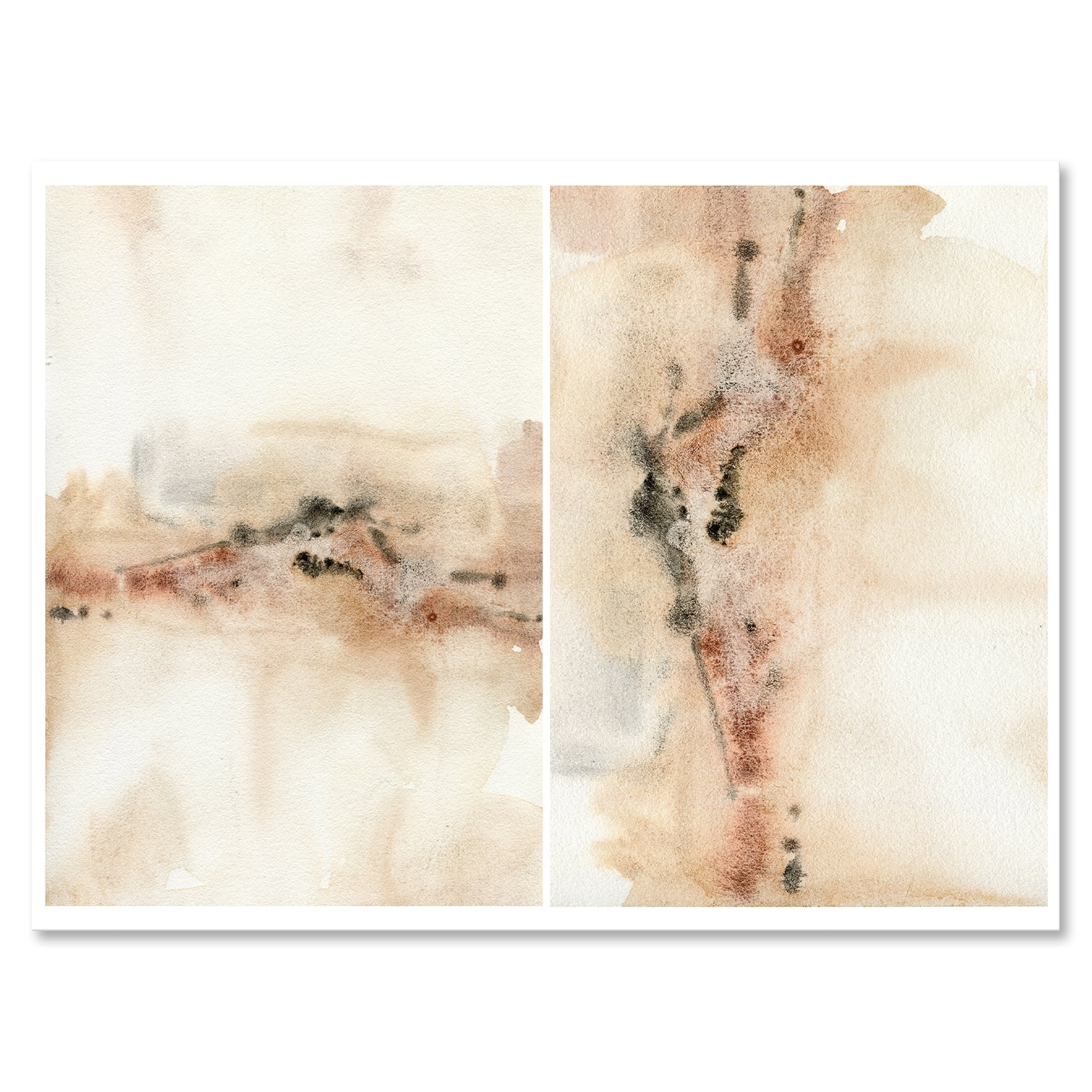 Designart ' Abstract Yelllow Red Beige and Pink Spots Pastel ' Modern Canvas Wall Art Print