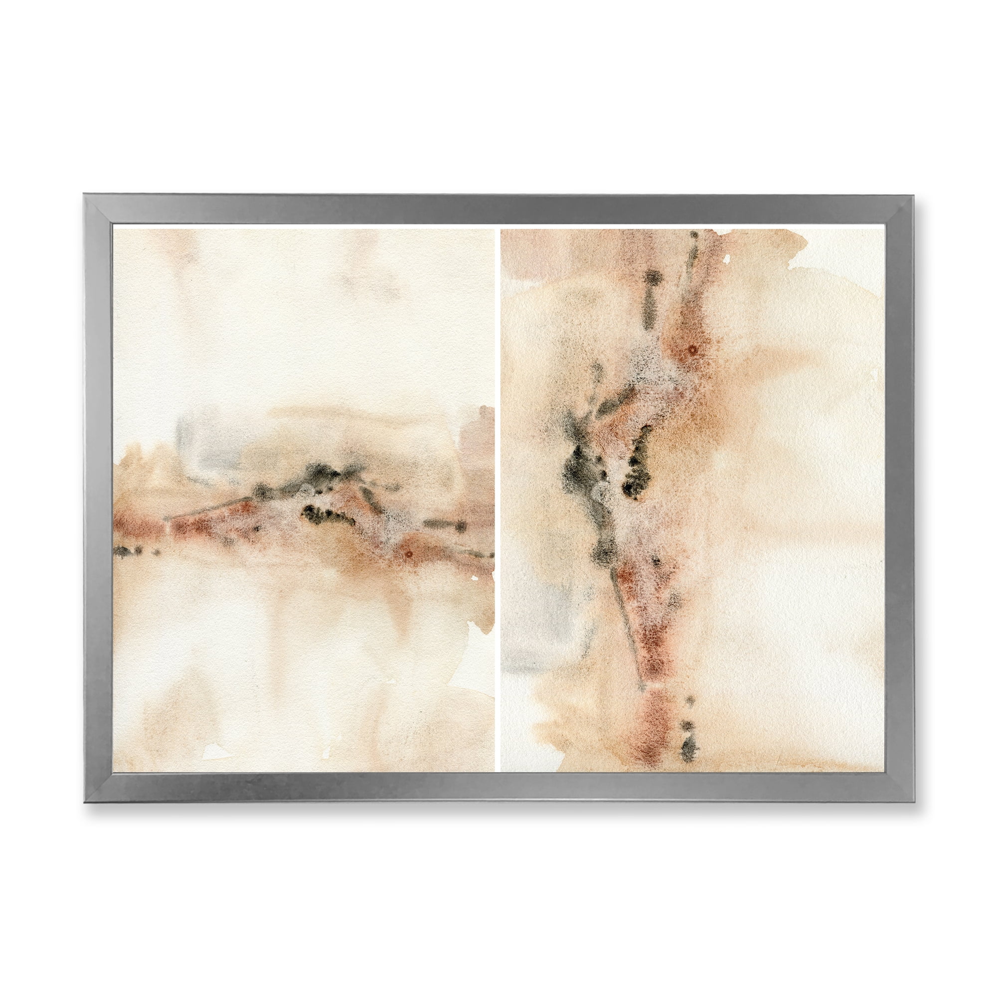 Designart 'Abstract Yelllow Red Beige and Pink Spots Pastel' Modern Framed Art Print