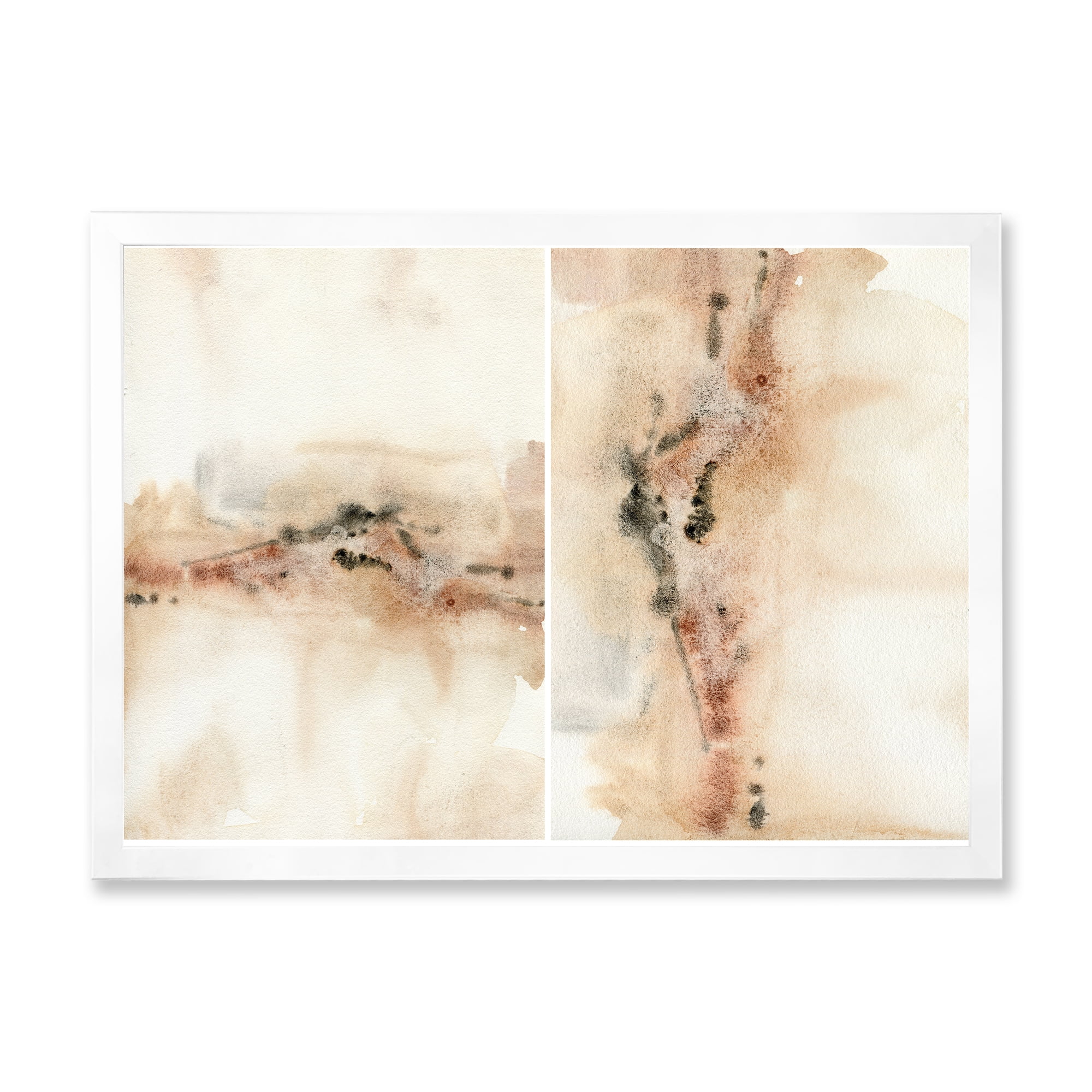 Designart 'Abstract Yelllow Red Beige and Pink Spots Pastel' Modern Framed Art Print