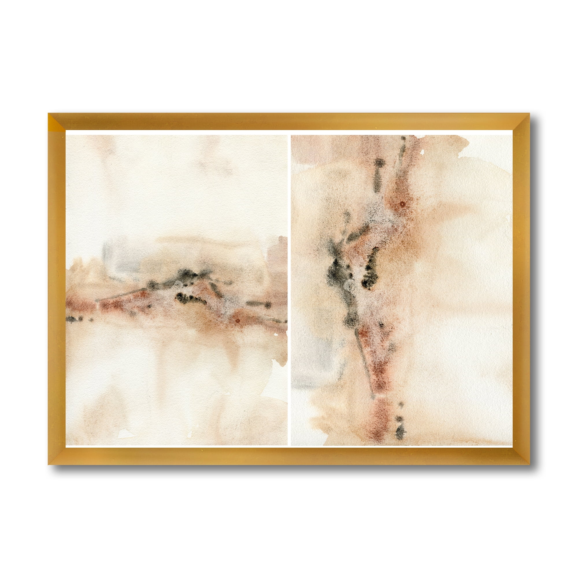 Designart 'Abstract Yelllow Red Beige and Pink Spots Pastel' Modern Framed Art Print