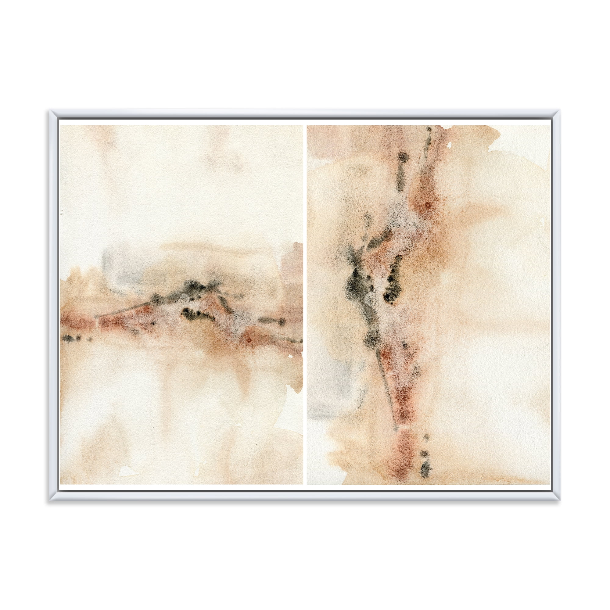 Designart 'Abstract Yelllow Red Beige and Pink Spots Pastel' Modern Framed Canvas Wall Art Print