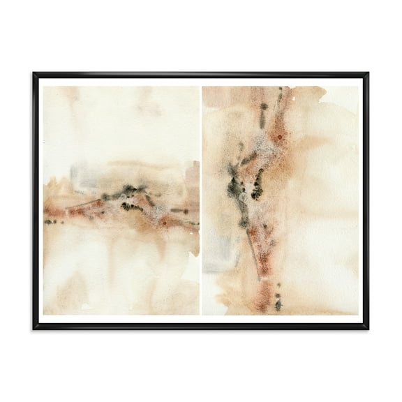 Designart 'Abstract Yelllow Red Beige and Pink Spots Pastel' Modern Framed Canvas Wall Art Print