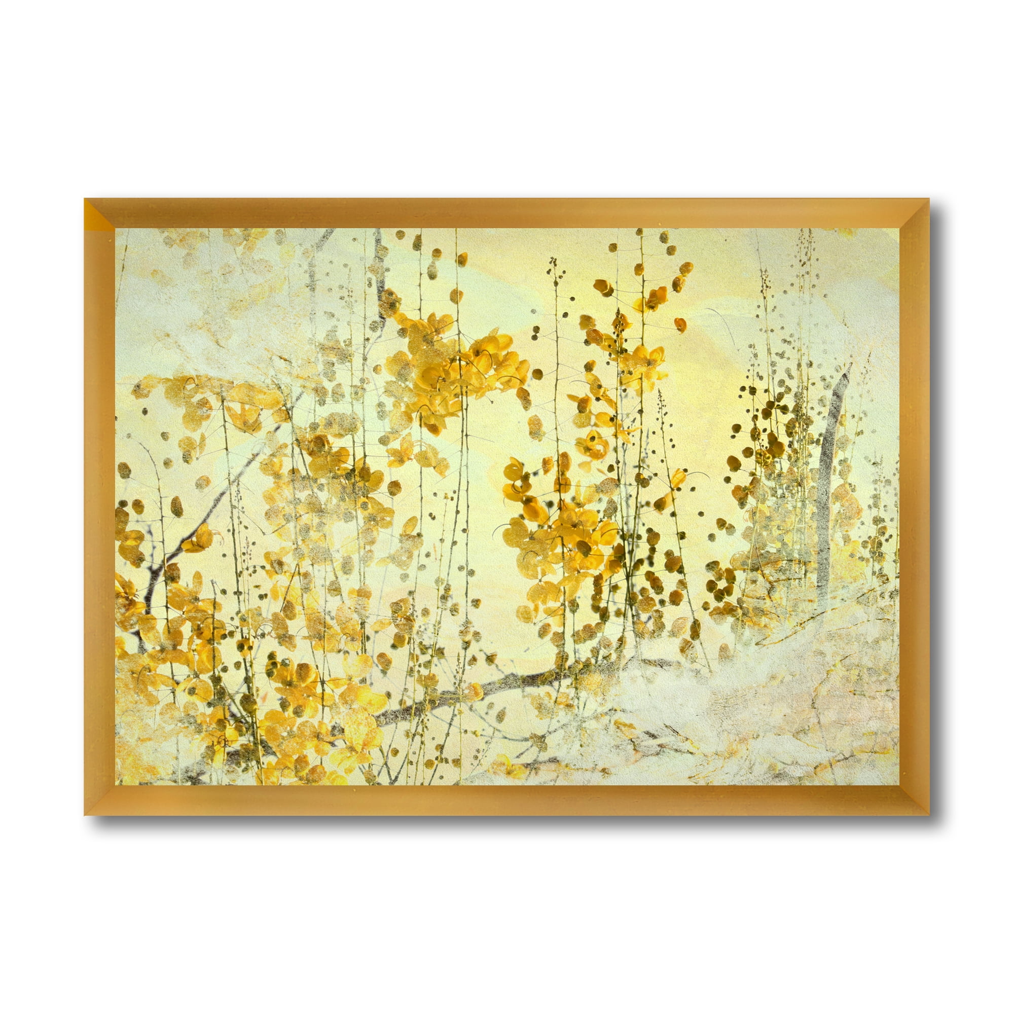 Designart 'Abstract Yellow Flower Grunge Art' Modern Framed Art Print