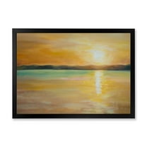 Designart 'Abstract Yellow Sunset At The Horizon' Nautical & Coastal Framed Art Print