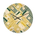 thumbnail image 1 of Designart 'Abstract Yellow and Green Diagonal Stripe Pattern' Mid-Century Modern Wood Wall Clock, 1 of 5