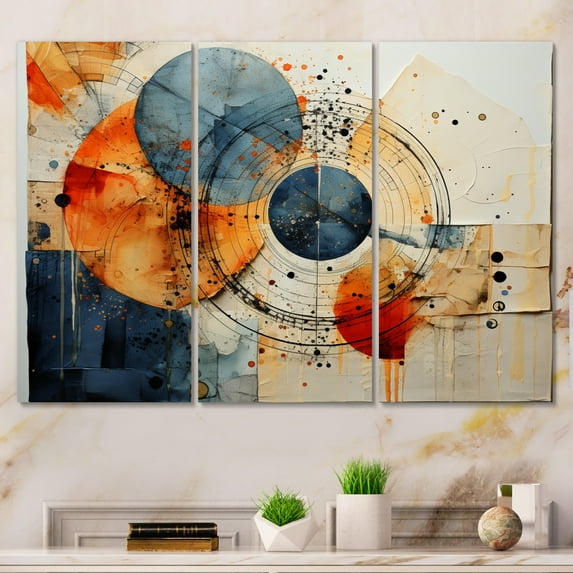 Designart "Abstract collage dream" Abstract Spirals Metal Wall Art Set