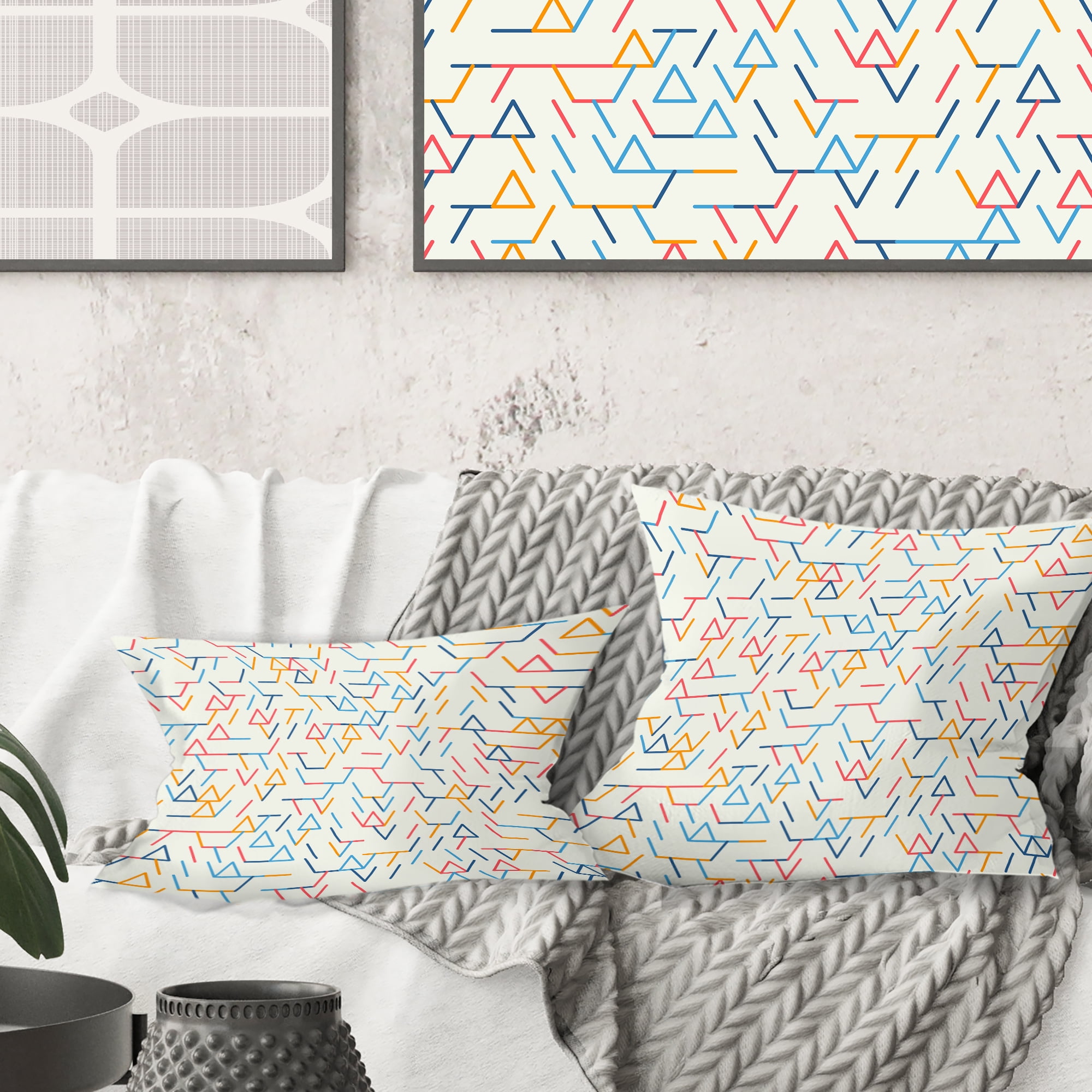 Designart Abstract geometric background pattern' Mid-Century Modern Throw Pillow - 16x16