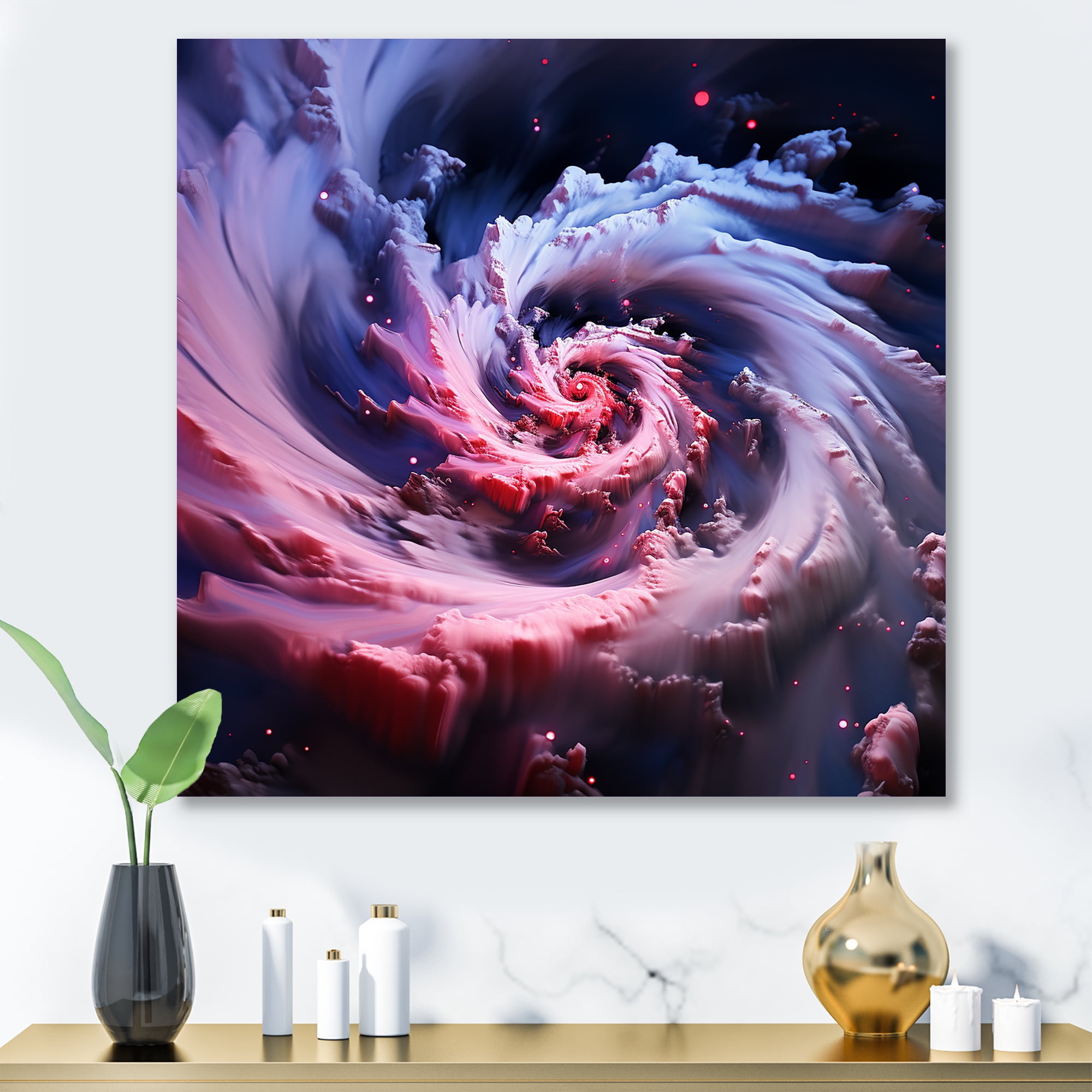 Designart "Abstract purple galaxy storm IV In Pink and Purple"Abstract