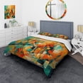 thumbnail image 1 of Designart "Abstracted Cubist Forms IV" Abstract Cubism Bedding Covert Set - Modern Orange Abstract Bed Set With 2 Shams, 1 of 6