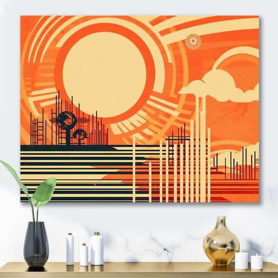 Designart "Abstracted Energy In Art I" Modern Midcentury Wall Decor