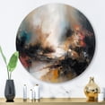 thumbnail image 1 of Designart "Abstracted Nature in Brown II" Abstract Landscape Metal Round Art Living Room, 1 of 5
