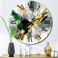 thumbnail image 1 of Designart "Abstracted Perspectives in Yellow and Green II" Abstract Oversized Wall Clock, 1 of 5