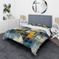 thumbnail image 1 of Designart "Abstracted Realities Gold Blue Composition" Abstract Shapes Bedding Covert Set - Abstract Gold Modern Bed Set With 1 Sham, 1 of 6