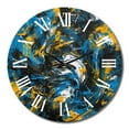 thumbnail image 1 of Designart "Abstracted Realms in Blue and Yellow II" Abstract Oversized Wall Clock, 1 of 5