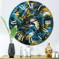 thumbnail image 1 of Designart "Abstracted Realms in Blue and Yellow II" Abstract Oversized Wall Clock, 1 of 5