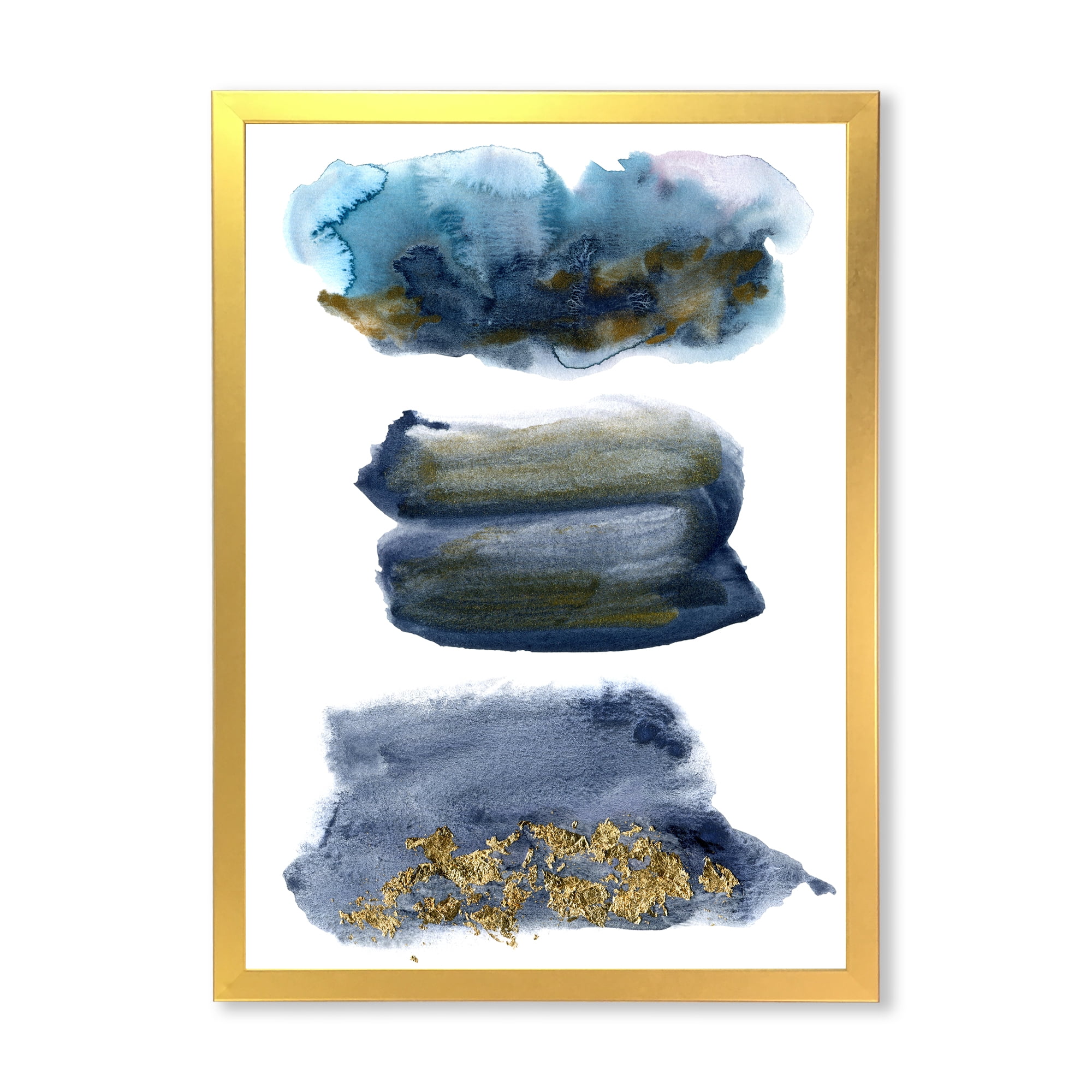 Designart 'Abstracts Clouds With Golden Touches' Modern Framed Art Print